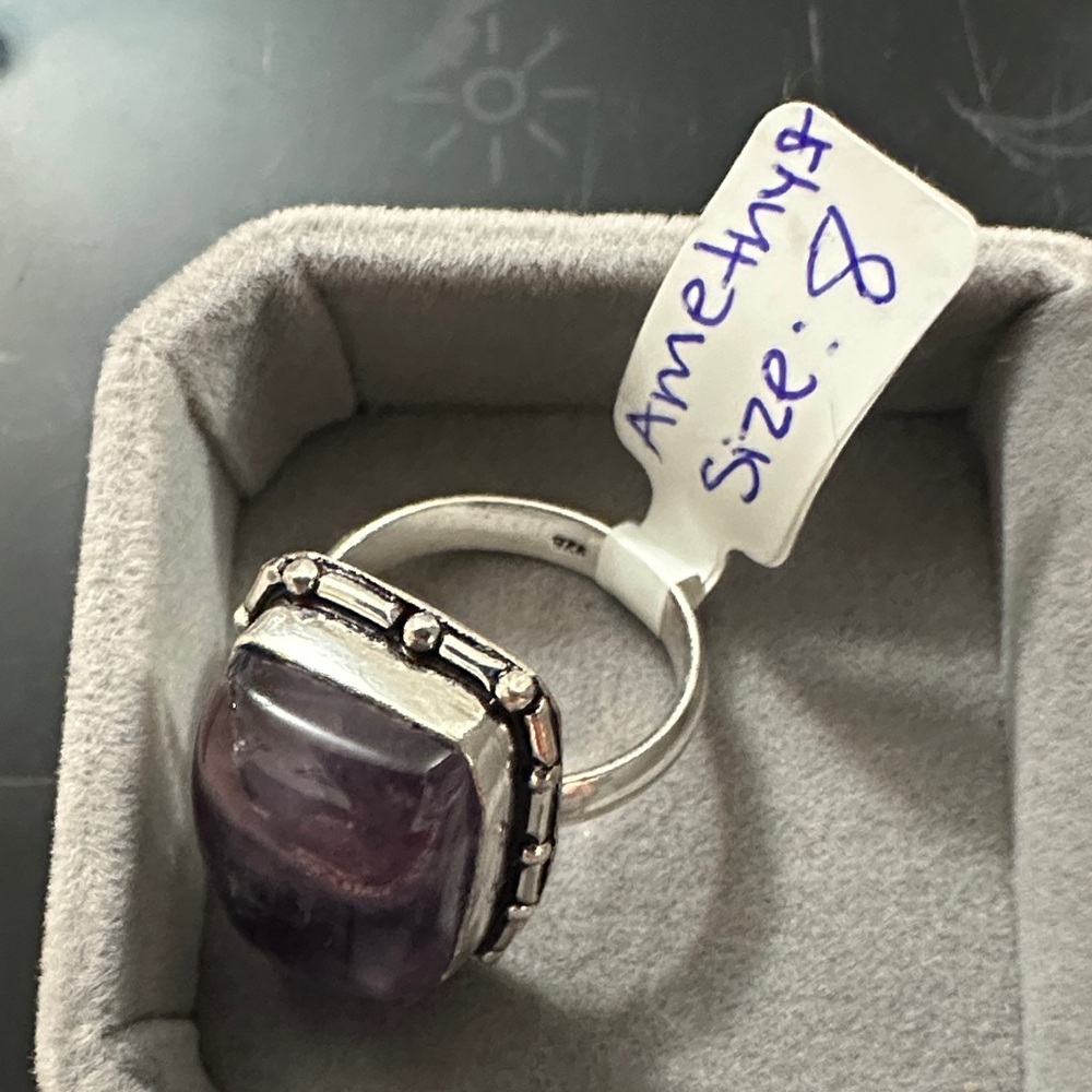 Sterling Silver Amethyst Statement Ring - Purple Size 8 - Picture 5 of 5